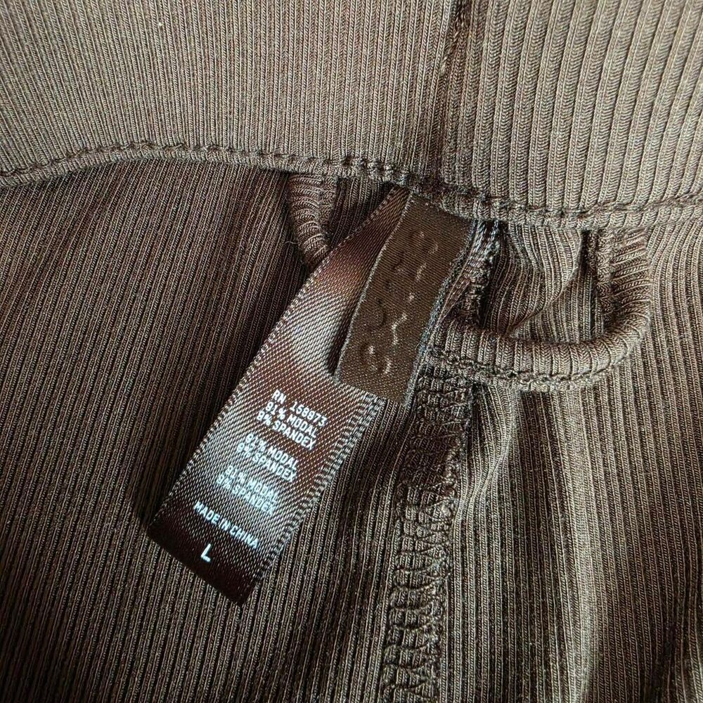Skims Brown Ribbed Wide Leg Knit Pants